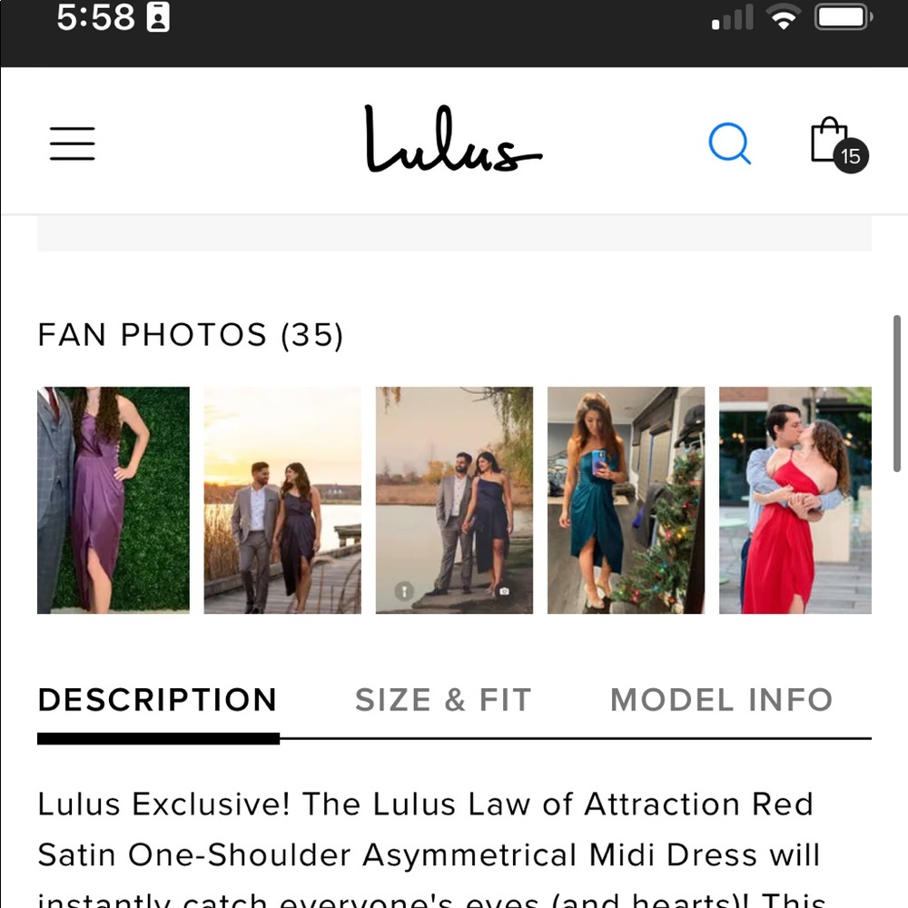 Lulu’s Red satin Dress. Brand new w/tags and never worn. - Picture 6 of 8
